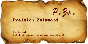 Preisich Zsigmond névjegykártya